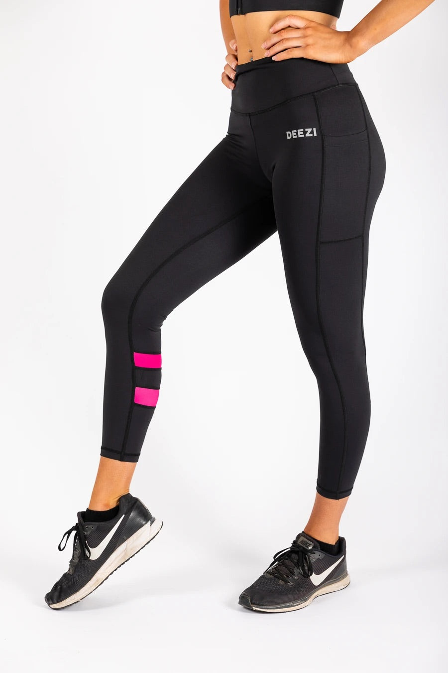 Deezi Active BFF Pink Stripe Leggings with Pockets